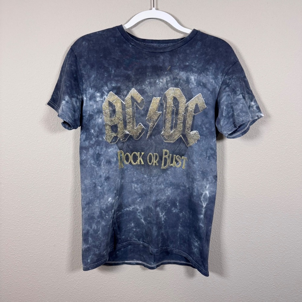 AC/DC Rock or Bust World Tour 2016 T-Shirt Small Angus Young Tie-Dye Concert Tee